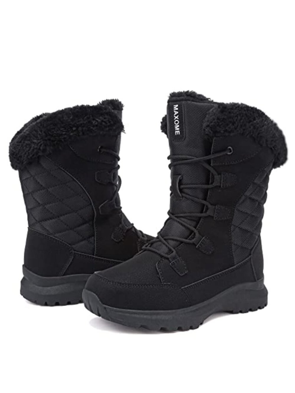 todaysunny Womens Winter Snow Boots Faux Fur Lined Lace Up Mid-Calf